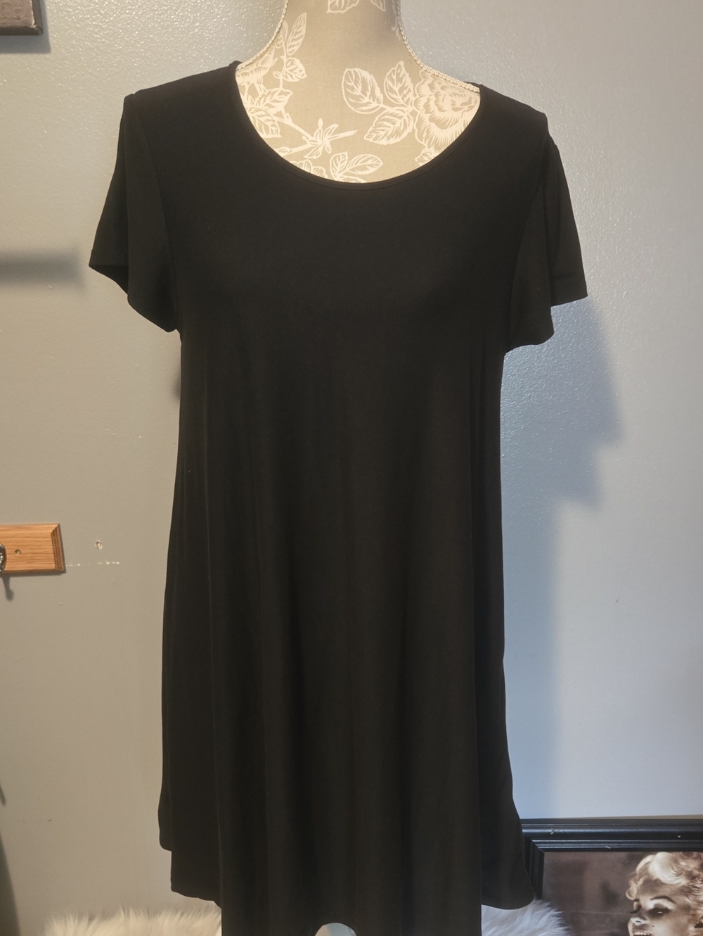 Derek Heart Black and Cream Embroidered Neckline Dress